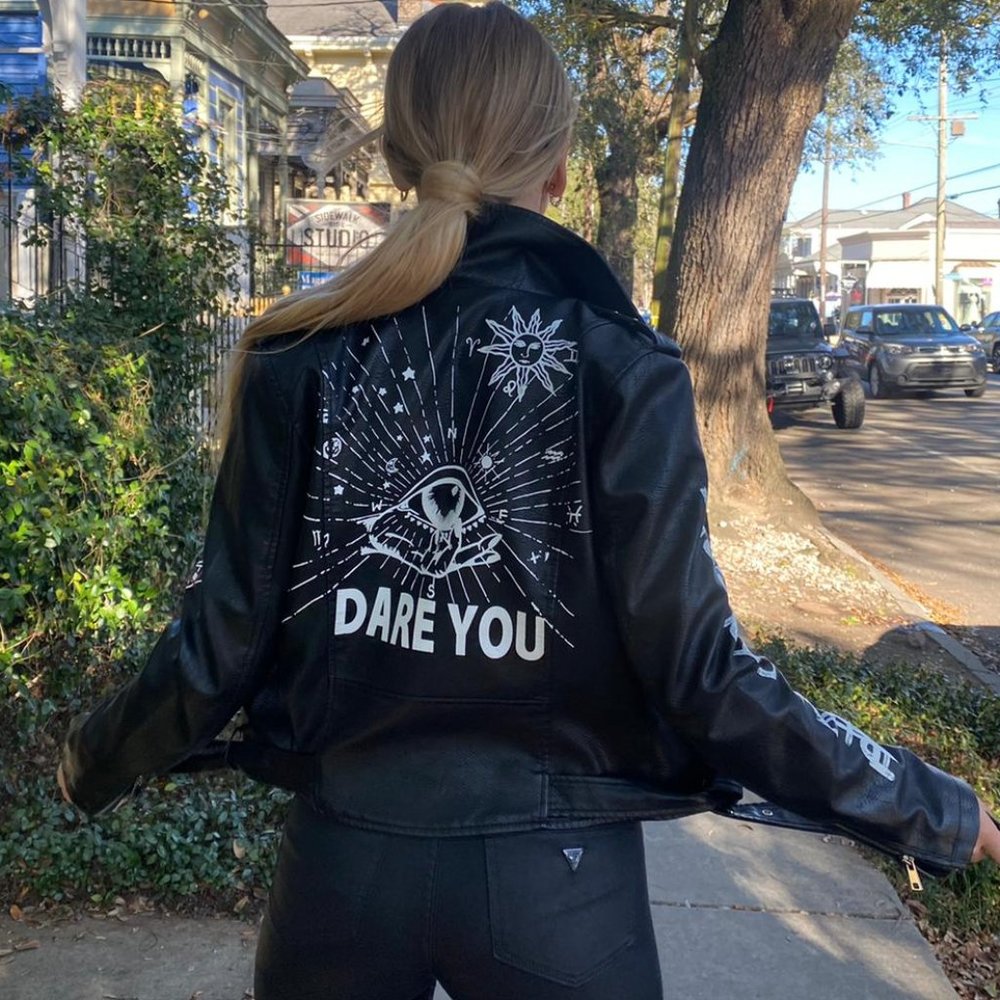 “Eye Dare You” Faux Leather Jacket Yarazaya